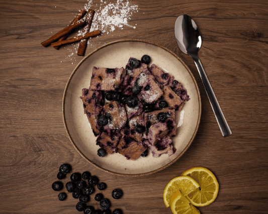 High Protein Topfenauflauf mit Heidelbeeren